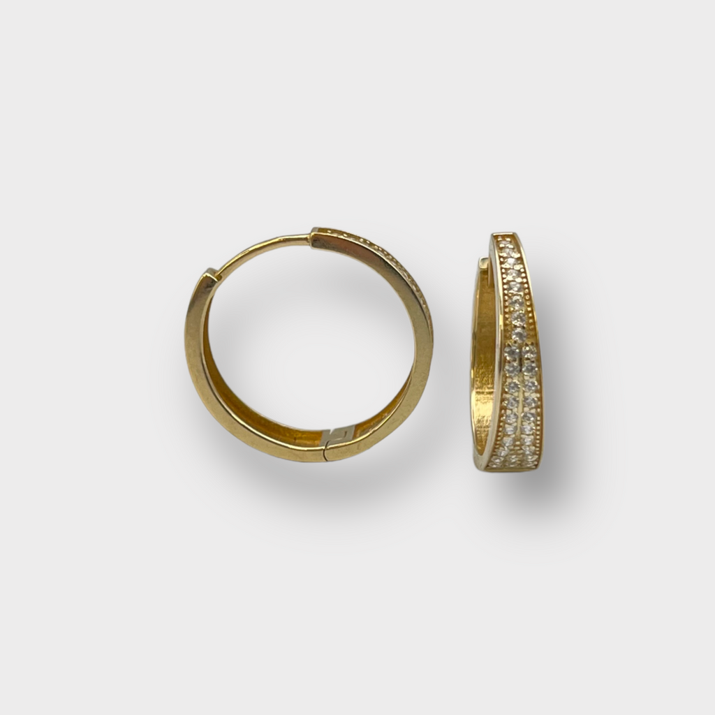 14 K Gold Huggie Hoops mit Zirkonia-Steinen