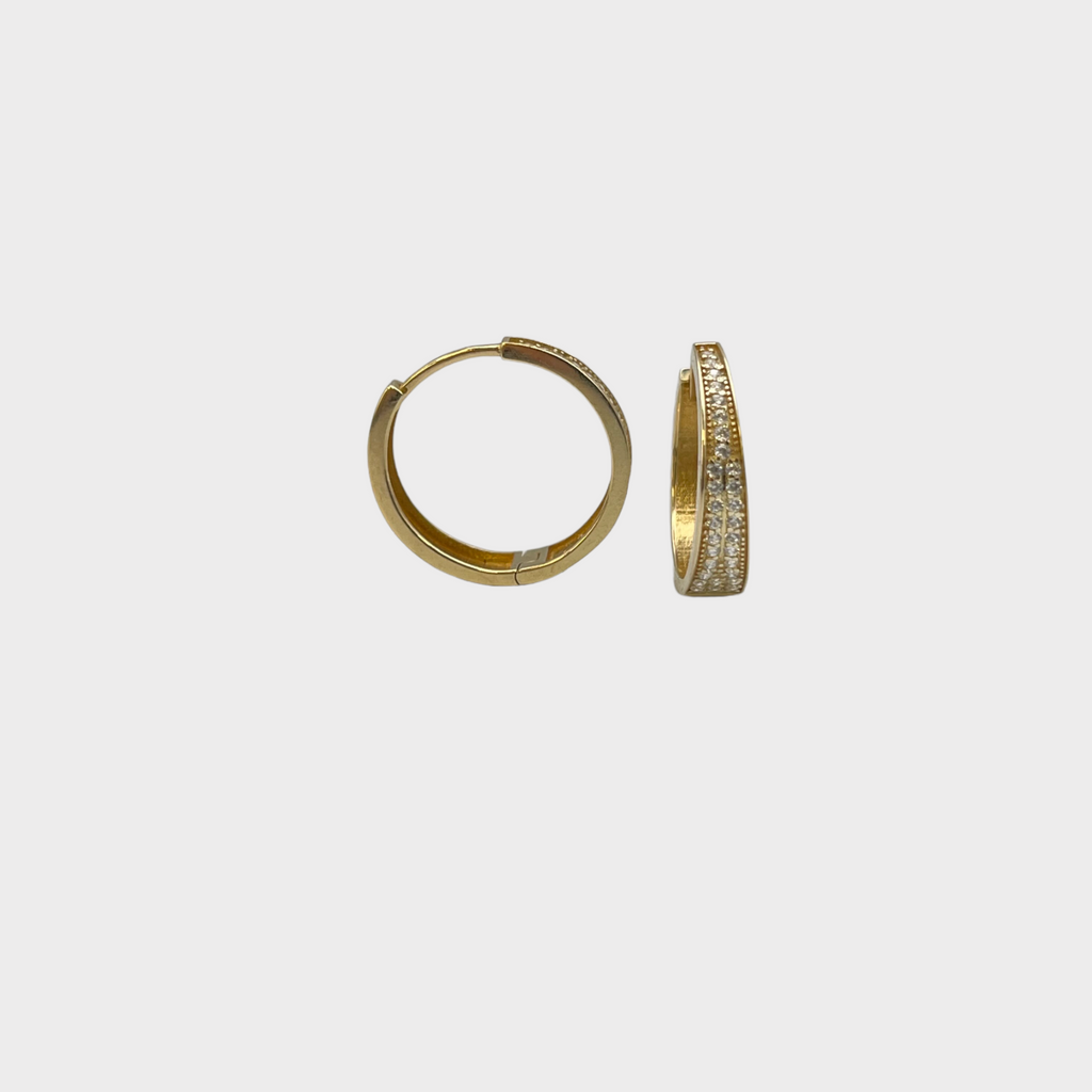 14 K Gold Huggie Hoops mit Zirkonia-Steinen